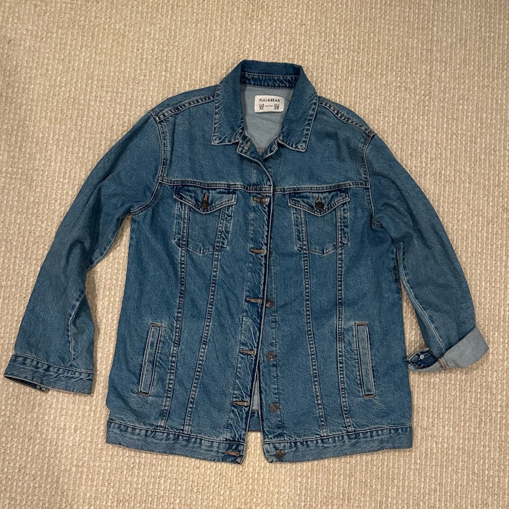Pull&Bear Oversized Blue Denim Jacket Size M